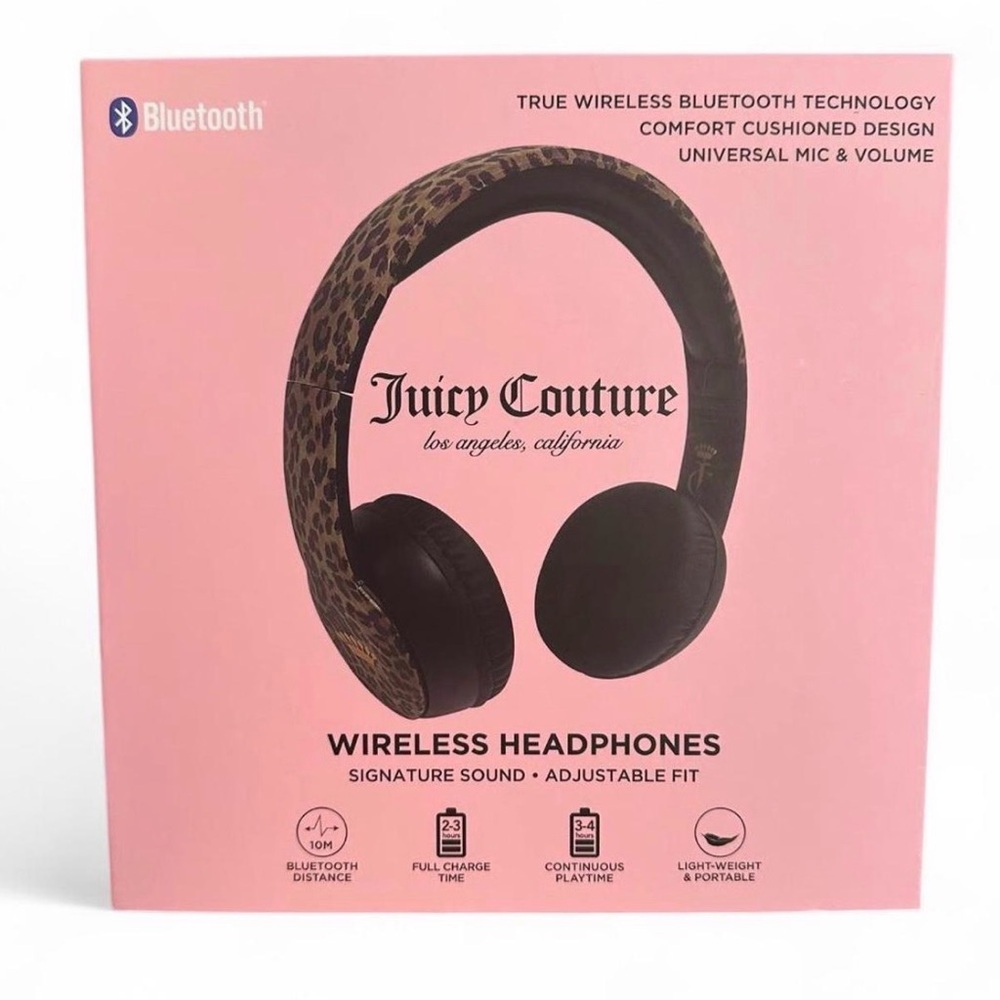 Juicy Couture Wireless Bluetooth Headphones, leopard print